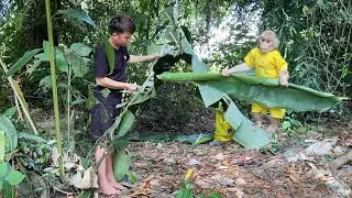 Bold Decision😱! Monkey Luk and Dad Build a Survival Shelter