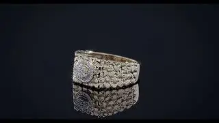 14k gold Vermeil 925 Silver Cluster Iced Nugget Band Mens Pinky Ring MOISSANITE(Passes Diamond Test)