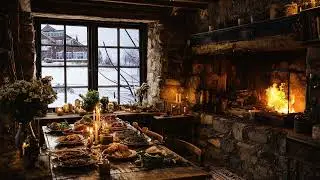 Cozy Winter Kitchen 🍲❄️ Piano & Cello by the Fireplace for Deep Relaxation