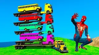 GTA V: Spider-Man and Crew Transporting Massive Vehicles in Style!