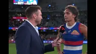 Jamarra Ugle-Hagan emotional interview after a tough week then kicking 5 goals