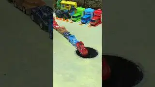 Big Truck Pushing Racing Car And BullDozer Into Pit #jcb #jcbvideo #tractor #bulldozer