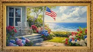 Music screensaver prevention American TV | American flag serenity Frame TV Art