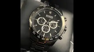 星晴錶業－BOSS伯斯男錶,編號HB1512961,44mm黑圓形精鋼錶殼,黑色三眼錶面,深黑色精鋼錶帶款,良工巧匠之作!