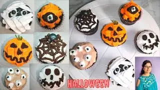 Halloween chocolate cupcake | Easy decoration Ideas | No use of Fondent | Halloween cupcake