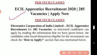 ECIL Apprentice  Recruitment 2020 | 285 Vacancies  |  Apply Now