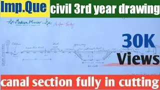 Channel section fully in cutting.  civil 3rd year drawing 👍👍👍