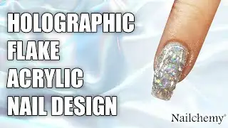 Holographic Flake Acrylic Nail Design