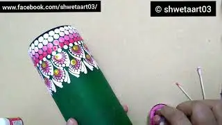 Easy dot painting for bottle using toothpick, earbud and pencil back by shwetaart03