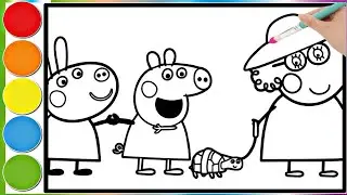 Peppa Pig and Miss Mouse raise a turtle || Learn how to easily color a Peppa Pig pages for kids