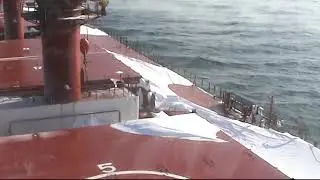 Ship at anchor off Odessa, Ukraine, in very cold weather, in 2007