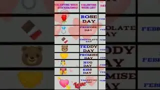 VALENTINE WEEK 2022 LIST DAY'S AND DATE VALENTINE WEEK VIDEO STATUS HAPPY VALENTINE #valentinesday