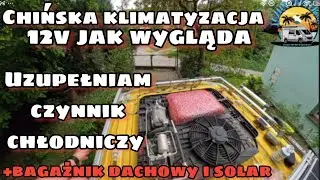 Chińska klimatyzacja 12V do busa, uzupełniam czynnik chłodniczy, DIY bagażnik z profili 4040 