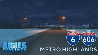 Cities: Skylines - First Person Drive - Winter Night Drive