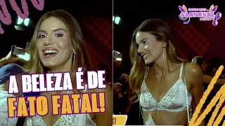 Trio de ‘Beleza Fatal’ PÁRA camarote na Sapucaí: “Hoje a gente caprichou”, diz Camila Queiroz
