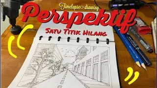 GAMBAR PERSPEKTIF 1 TITIK HILANG | MANUAL DRAWING PERSPECTIVE ONE POINT VIEW