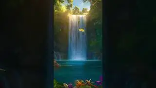 Flowing Waterfall Sounds & Birds Singing 🩵💫 #flowingwatersounds #naturesoundscape #birdsong