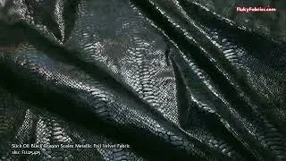 Slick Oil Black Dragon Scales Metallic Foil Velvet Fabric