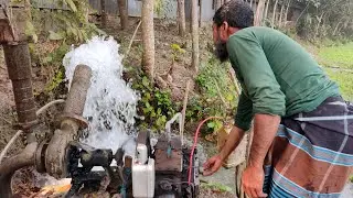 How To Water Pump Start Challenge. Old Machine Startup By strong  Boys.