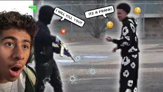 REACTING TO POINT LAZER BEAM AT THUG PRANK (GONE BAD.)