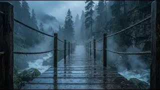 Rain Sounds For Sleeping 99% | Soft Thunder & Rain on a Forest Bridge