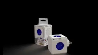 Prezentacja produktu - PowerCube z USB (Original USB) Allocacoc niebieska Kostka  Rozgałęźnik