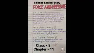 Science Learner Diary Class 8 chapter- force and pressure Chapter Number - 11
