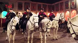 Esibizione della Fanfara a cavallo della Polizia di Stato al Carnevale Ivrea 2025