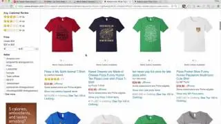 Merch Search Keyword Tool Chrome extension for Merch By Amazon sellers example: PIZZA