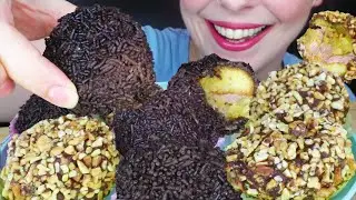 SOFT CAKE BALLS - CREAMY & SYRUPY 🍩 | No Talking | ASMR Mukbang  - 먹방 | Real Eating Sounds