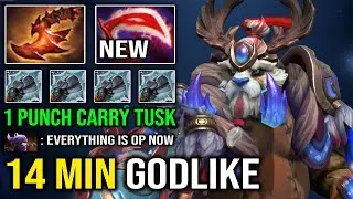 WTF 1 PUNCH 14Min Godlike Roaming Carry Tusk with New 7.31 Desolator Instant Delete Enemy Dota 2