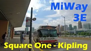 4K Mississauga MiWay Bus 3E Ride from City Centre to Kipling Terminal (Duration 34min)