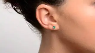FEG23 G - Emerald 5 x 4mm 18K Yellow Gold Earrings
