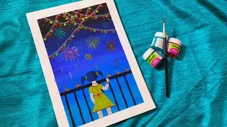 Diwali Celebration Painting||easy painting||Bindu hand creativity