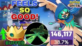 Buffed DRAIN CROWN with Razor Leaf DECIDUEYE Actually Works Well! | Pokemon Unite