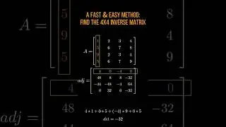 Super Easy Method: Calculate 4x4 Inverse Matrix by Hand #shorts