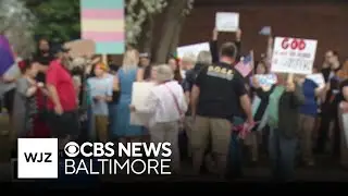 Protest held outside Anne Arundel County library over Trans Day of Visibility