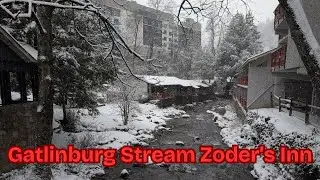 ❄️ Gatlinburg Zoder&rsquo;s Inn & Suites Roaring Fork River | Relaxing White Noise & Snowy Riverbanks 🌊🏔️