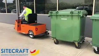 Motrec MP240 Battery Electric Tow Tug Moving 660 and 1100 Litre Bins