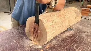 Amazing Creative Woodworking Ideas From Round Wood Blocks // Table With Breakthrough Design