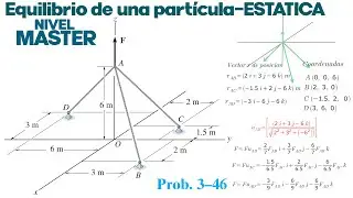 ✅3-46 //Equilibrio de una partícula en 3D Hibbeler 10a |Mecánica Vectorial para ingenieros| Estática