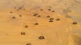 New highway under construction in China's largest desert