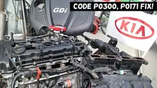 KIA OPTIMA CODE P0300 P0171 FIX, ENGINE MISFIRE AND SYSTEM TOO LEAN FIX