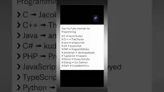 Top Youtube channels For || Java c++ Python css.....|| #shorts