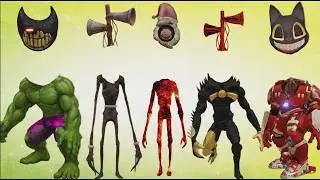 WRONG HEAD SIREN HEAD SANTA, SIREN HEAD LAVA, CAT HULK, BLACK BENNY, SIREN HEAD HULK BUSTER