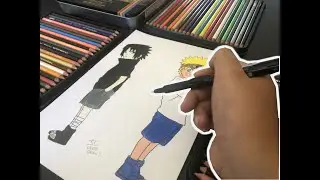 Drawing Naruto and Sasuke Art- Prismacolor Premier Colored Pencils
