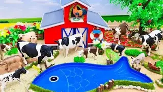 Build a Cow Farm | Barn Farm for Cows | Small Barn Farm Diorama & Fish Pond | Miniature Cattle Farm