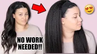 HEAT FREE BLOW OUT! AFFORDABLE Kinky Straight Headband Wig 😍