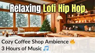 Cozy Scandinavian Coffee Shop Ambiance with Crackling Fireplace 🔥 | 3 Hours of Relaxing Lofi Hip Hop
