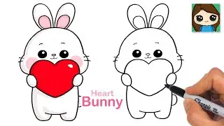How to Draw a Bunny Rabbit Holding a Heart ❤️